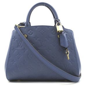 Montaigne BB 2-Way  Embossed Leather Monogram Implant Blue